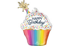 Foil Balloon - Shape - Cupcake - "HAPPY Birthday!" - Sprinkle